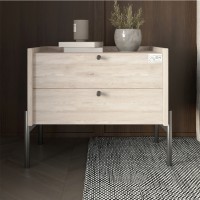 Тумба ліжкова LION Wood з двома ящиками Самоа Димчастий чорні ніжки 