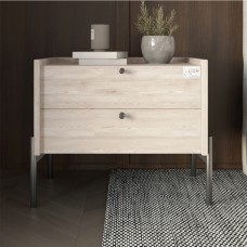 Тумба ліжкова LION Wood з двома ящиками Самоа Димчастий чорні ніжки 