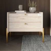 Тумба ліжкова LION Wood з двома ящиками Самоа Димчастий золоті ніжки 