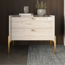 Тумба ліжкова LION Wood з двома ящиками Самоа Димчастий золоті ніжки 
