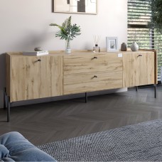 Тумба під телевізор із ящиками LION Wood з чорними ніжками 180х50х40 см Дуб Аппалачі 