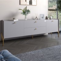 Тумба под телевизор с ящиками LION Wood с золотыми ножками 180х50х40 см Кашемир (LION-043117)