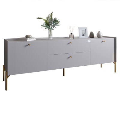 Тумба под телевизор с ящиками LION Wood с золотыми ножками 180х50х40 см Кашемир (LION-043117)