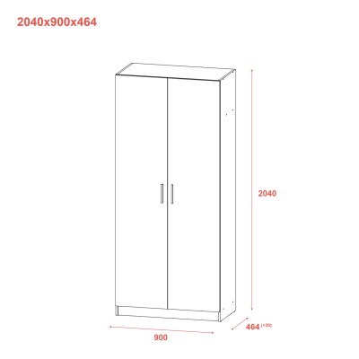 Шафа для одягу Doros Promo з полицями Сірий 2 ДСП 90х48х204 (DRS-011632)
