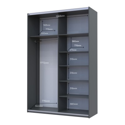 Шафа-купе двохдверна Doros G-Caiser 160х60х240 см Графіт/2 Дзеркала (DRS-011028) Шафа-купе двохдверна Doros G-Caiser 160х60х240 см Графіт/2 Дзеркала (DRS-011028)