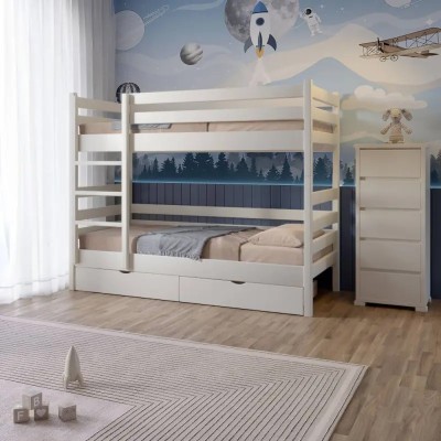 Двухъярусная детская кровать Mebigrand Соня Айвори (S0505Y30R) 90х200 см с ящиками (MBG-2434)