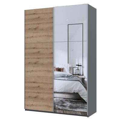 Шафа-купе двохдверна Doros G-Caiser 160х60х240 см Графіт/Дуб евок/1 Дзеркало 