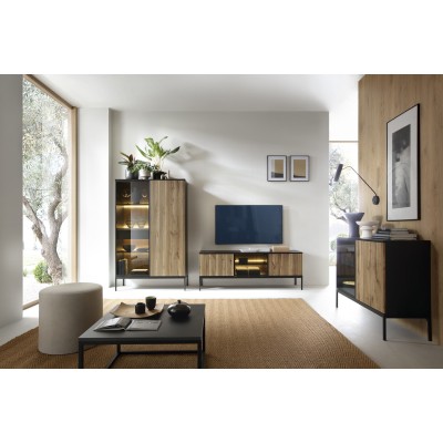 Комод з підсвіткою Perfect Home Сенто / Sento K104 2-дверний Чорний/дуб вотан (PFH-091489) Комод з підсвіткою Perfect Home Сенто / Sento K104 2-дверний Чорний/дуб вотан (PFH-091489)