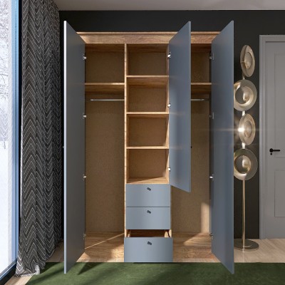 Шкаф трехдверный Эверест Нордик-1400 Графит/Дуб крафт золотой 