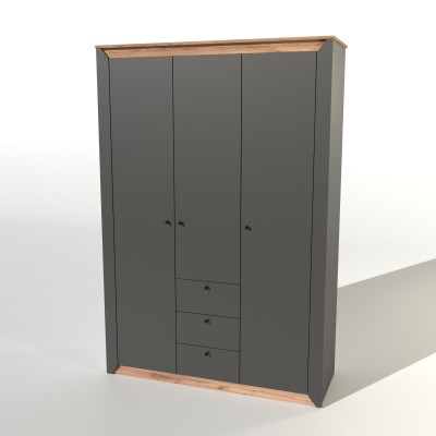 Шкаф трехдверный Эверест Нордик-1400 Графит/Дуб крафт золотой 