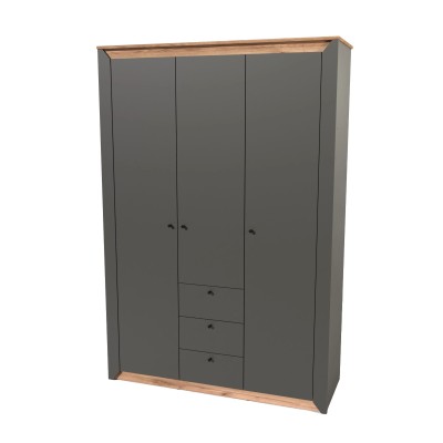 Шкаф трехдверный Эверест Нордик-1400 Графит/Дуб крафт золотой 