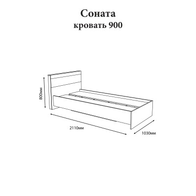 Односпальне ліжко Еверест Соната-900 90х200 см дуб крафт золотий 