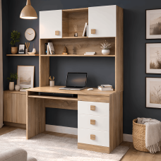 Стол письменный с надстройкой Эверест Соната дуб сонома/белый