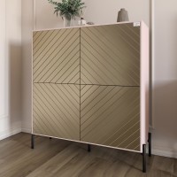 Комод-пенал із чорними металевими ніжками LION Амарант 114х40х126,5 см Рожевий/Перламутровий металік RAL-7048 1140х400х1265 мм 