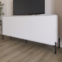 Тумба под телевизор с черными металлическими ножками LION Амарант 168x40x76,5 см Бетон Style/Белый (LION-043028)