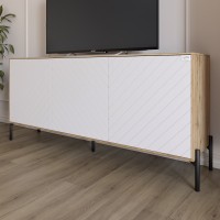 Тумба под телевизор с черными металлическими ножками LION Амарант 168x40x76,5 см Дуб Аппалачи/Белый (LION-043018)