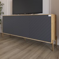 Тумба под телевизор с золотыми металлическими ножками LION Амарант 168x40x76,5 см Дуб Артизан/Графитовый (LION-043079)