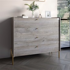 Комод із 4 ящиками LION Wood із золотими ніжками 100х90х45 см Шварцвальд 