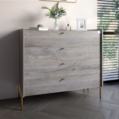 Комод із 4 ящиками LION Wood із золотими ніжками 100х90х45 см Шварцвальд 