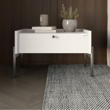 Тумба ліжкова LION Wood з одним ящиком Німфея Альба білий чорні ніжки 