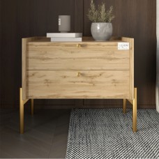 Тумба ліжкова LION Wood з двома ящиками Дуб Аппалачі золоті ніжки 