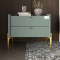 Тумба прикроватная LION Wood с двумя ящиками Гранит серый (золотые ножки) (LION-041342)