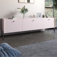 Тумба під телевізор на 3 ящики LION Wood з чорними ніжками 160х65х40 см Рожевий