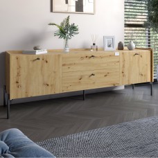 Тумба під телевізор із ящиками LION Wood з чорними ніжками 180х50х40 см Дуб Артізан 
