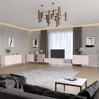 Комплект модульний для вітальні LION Грей 4 елементи із золотими металевими ніжками Рожевий/Камінь