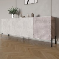 Комод у вітальню на чорних металевих ніжках LION Грей 204x38x76,5 см Бетон/Камінь