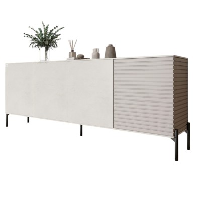 Комод в гостиную на черных металлических ножках LION Грей 204x38x76,5 см Бетон Style/Кашемир (LION-042627)