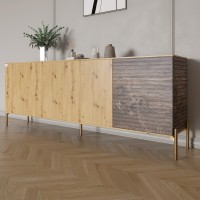 Комод на золотых металлических ножках LION Грей 204x38x76,5 см Дуб Артизан/Дерево (LION-042657)