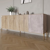 Комод на золотих металевих ніжках LION Грей 204x38x76,5 см Дуб сонома трюфель/Камінь 