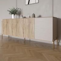 Комод на золотих металевих ніжках LION Грей 204x38x76,5 см Дуб сонома трюфель/Кашемір 