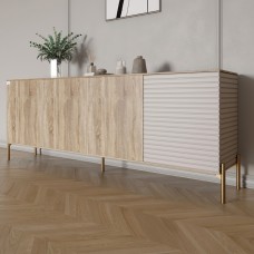 Комод на золотих металевих ніжках LION Грей 204x38x76,5 см Дуб сонома трюфель/Кашемір 