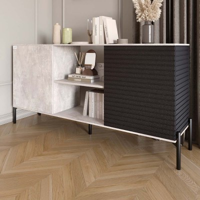 Комод відкритий на чорних металевих ніжках LION Грей Бетон/Асфальт 