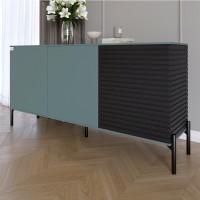 Комод закритий у вітальню на чорних металевих ніжках LION Грей Граніт сірий/Асфальт 1540x380x765 