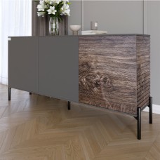 Комод закритий у вітальню на чорних металевих ніжках LION Грей 154x38x76,5 см Антрацит/Дерево 