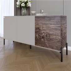 Комод закритий у вітальню на чорних металевих ніжках LION Грей 154x38x76,5 см Кашемір/Дерево 