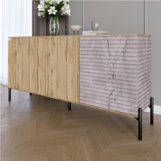 Комод закритий у вітальню на чорних металевих ніжках LION Грей 154x38x76,5 см Дуб Аппалачі / Камінь 