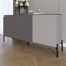 Комод закритий у вітальню на чорних металевих ніжках LION Грей 154x38x76,5 см Антрацит/Кашемір 
