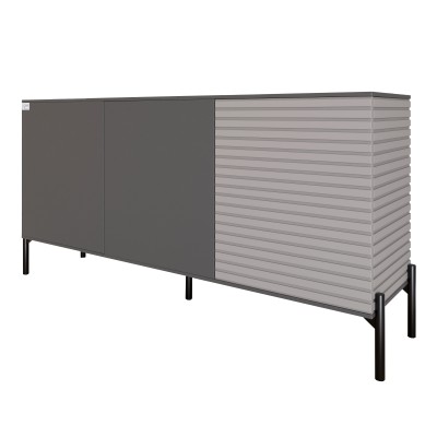 Комод закрытый в гостиную на черных металлических ножках LION Грей 154x38x76,5 см Антрацит/Кашемир (LION-041803)