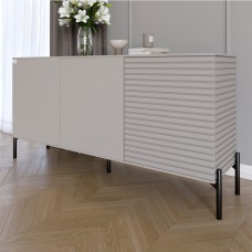 Комод закритий у вітальню на чорних металевих ніжках LION Грей 154x38x76,5 см Кашемір/Кашемір 