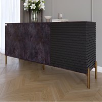 Комод закритий у вітальню на золотих металевих ніжках LION Грей 154x38x76,5 см Бетон темний/Асфальт 
