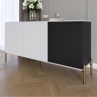 Комод закритий у вітальню на золотих металевих ніжках LION Грей 154x38x76,5 см Німфея Альба білий/Асфальт 