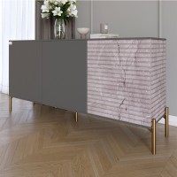 Комод закритий у вітальню на золотих металевих ніжках LION Грей 154x38x76,5 см Антрацит/Камінь 
