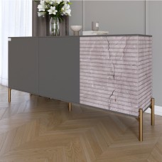 Комод закритий у вітальню на золотих металевих ніжках LION Грей 154x38x76,5 см Антрацит/Камінь 