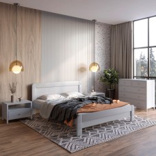 Двоспальне дерев'яне ліжко Mebigrand Тоскана Світло-сірий (RAL7040) 140х200 см (MBG-3545)