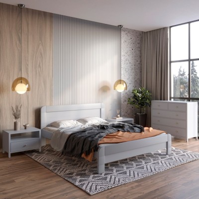 Двуспальная деревянная кровать Mebigrand Тоскана Светло-серый (RAL7040) 140х200 см (MBG-3545)
