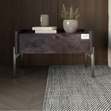 Тумба ліжкова LION Wood з одним ящиком Бетон темний чорні ніжки 